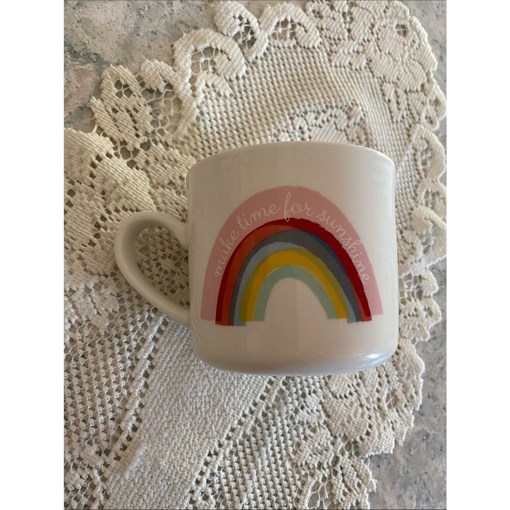 Opalhouse cream Rainbow Ceramic Coffee Mug - Make Time for Sunshine
